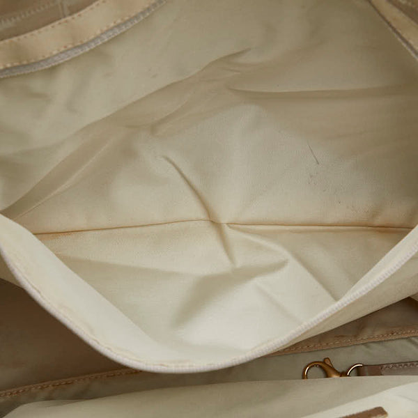 シャネル ニュートラベルライン トートMM トートバッグ ショルダーバッグ ベージュ ナイロン レザー レディース CHANEL 【中古】