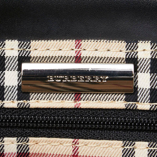 バーバリー ノバチェック ハンドバッグ ブラック レザー レディース BURBERRY 【中古】