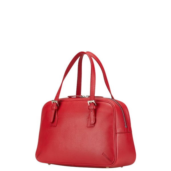 バーバリー ノバチェック ハンドバッグ ミニボストンバッグ レッド レザー レディース BURBERRY 【中古】