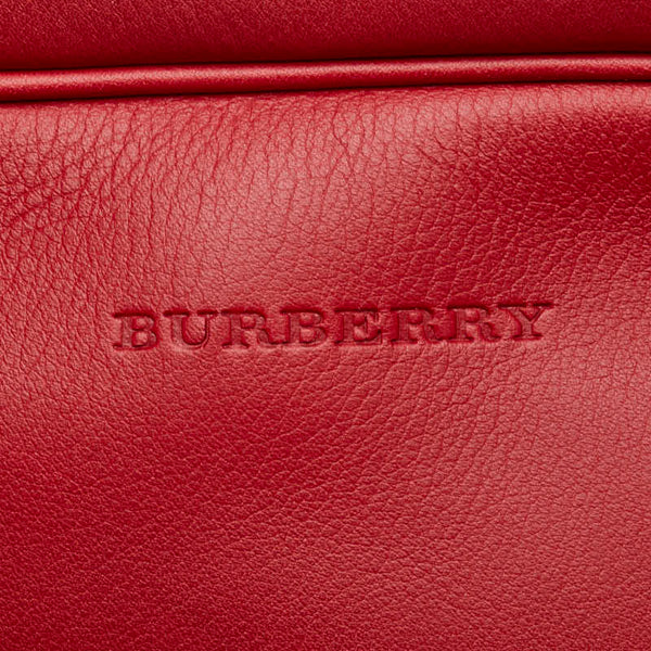 バーバリー ノバチェック ハンドバッグ ミニボストンバッグ レッド レザー レディース BURBERRY 【中古】