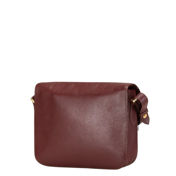 カルティエ マストライン 斜め掛け ショルダーバッグ ワインレッド ボルドー レザー レディース CARTIER 【中古】