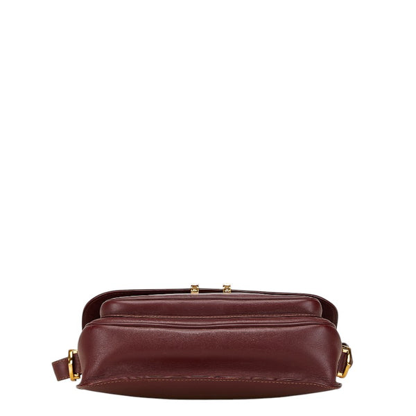 カルティエ マストライン 斜め掛け ショルダーバッグ ワインレッド ボルドー レザー レディース CARTIER 【中古】