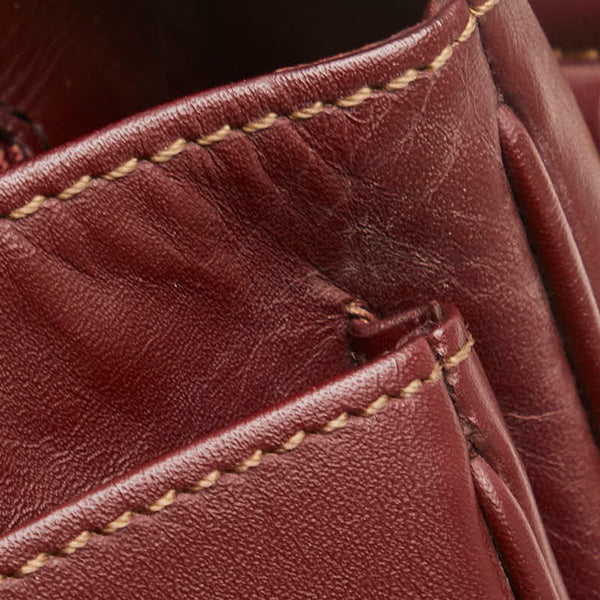 カルティエ マストライン 斜め掛け ショルダーバッグ ワインレッド ボルドー レザー レディース CARTIER 【中古】