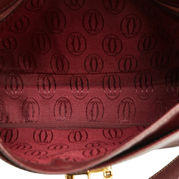 カルティエ マストライン 斜め掛け ショルダーバッグ ワインレッド ボルドー レザー レディース CARTIER 【中古】