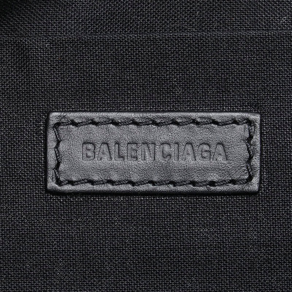 バレンシアガ ネイビークリップM クラッチバッグ 373834 ベージュ ブラック キャンバス レザー レディース BALENCIAGA 【中古】