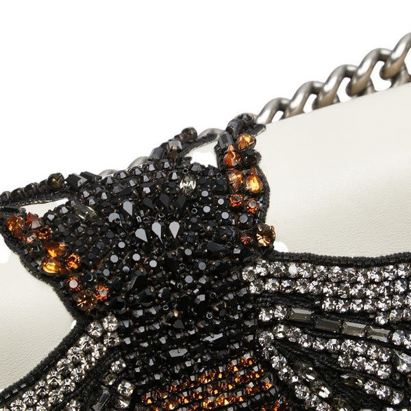 グッチ デュオニソス ビー ラインストーン チェーン ショルダーバッグ ハンドバッグ 403348 レッド ホワイト ネイビー レザー レディース GUCCI 【中古】