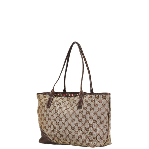 グッチ GGキャンバス ニューブリット トートバッグ 169946 ベージュ ブラウン キャンバス レザー レディース GUCCI 【中古】