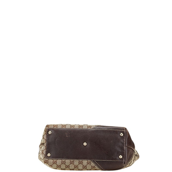 グッチ GGキャンバス ニューブリット トートバッグ 169946 ベージュ ブラウン キャンバス レザー レディース GUCCI 【中古】