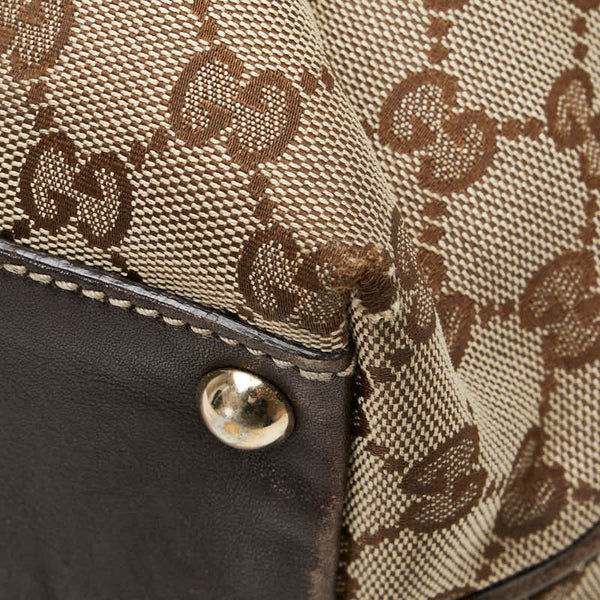 グッチ GGキャンバス ニューブリット トートバッグ 169946 ベージュ ブラウン キャンバス レザー レディース GUCCI 【中古】