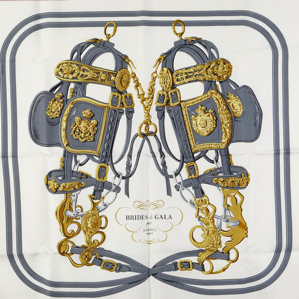 エルメス カレ90 BRIDES de GALA 式典用馬勒 スカーフ ピンク マルチカラー シルク レディース HERMES 【中古】