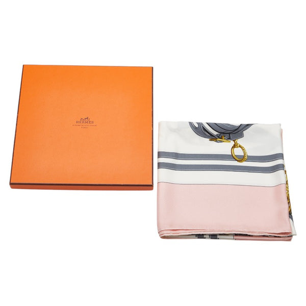 エルメス カレ90 BRIDES de GALA 式典用馬勒 スカーフ ピンク マルチカラー シルク レディース HERMES 【中古】
