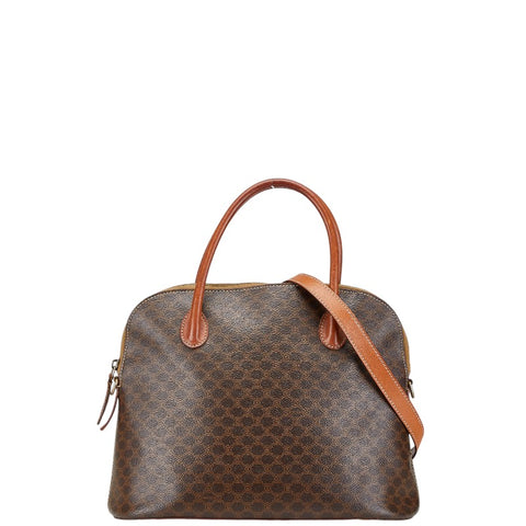 セリーヌ マカダム ハンドバッグ ショルダーバッグ 2WAY ブラウン PVC レザー レディース CELINE 【中古】
