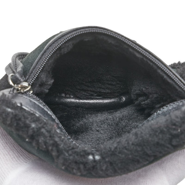 シャネル チョコバー ココマーク チェーン ショルダーバッグ ブラック ムートン スウェード レディース CHANEL 【中古】