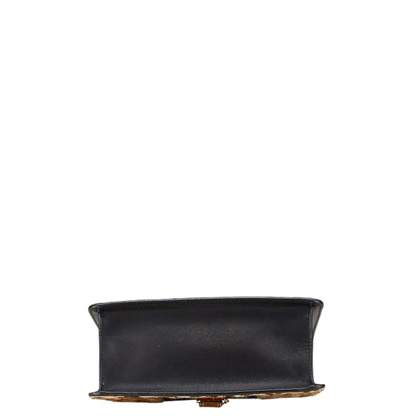 グッチ シェリーライン シルヴィ レオパード ミニ ハンドバッグ ショルダーバッグ 2WAY 470270  ベージュ ブラウン ハラコ レザー レディース GUCCI 【中古】