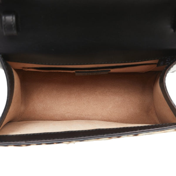 グッチ シェリーライン シルヴィ レオパード ミニ ハンドバッグ ショルダーバッグ 2WAY 470270  ベージュ ブラウン ハラコ レザー レディース GUCCI 【中古】