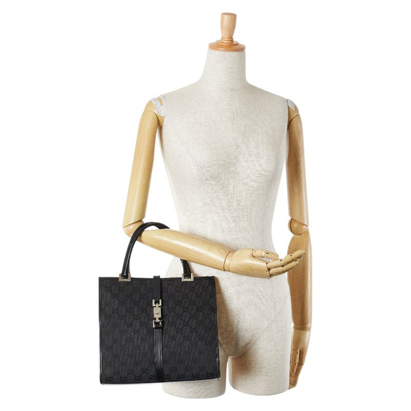 グッチ GGキャンバス ジャッキー トートバッグ 002.1065 ブラック キャンバス レザー レディース GUCCI 【中古】