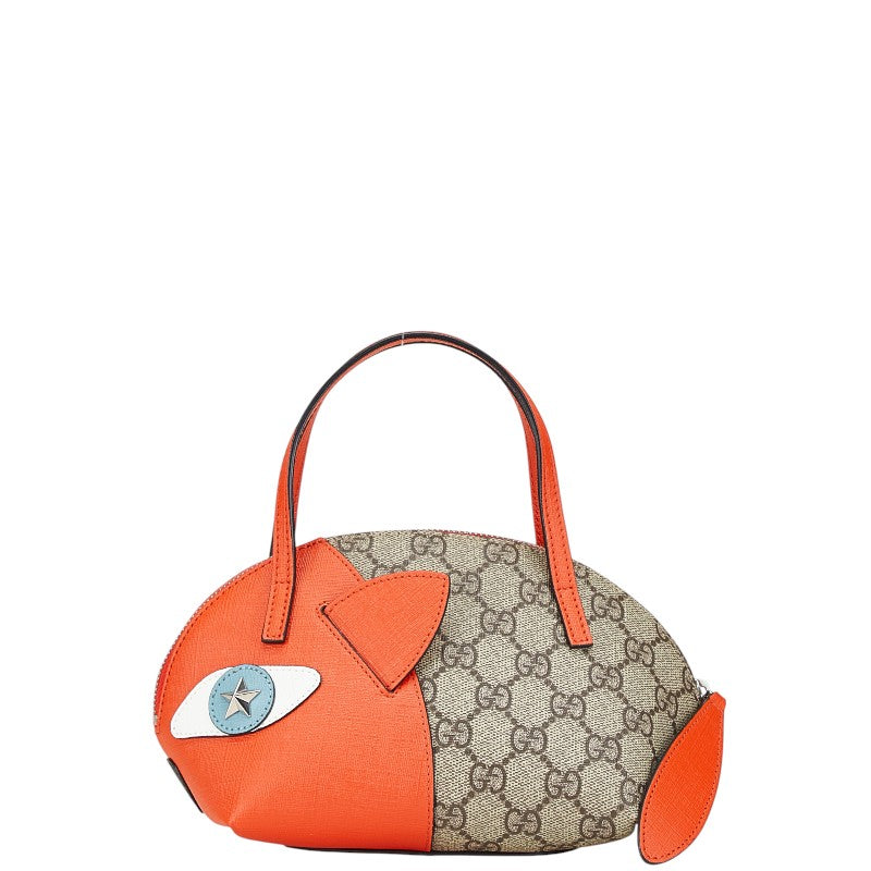 グッチ GGスプリーム チルドレン ハンドバッグ 410804 ベージュ オレンジ PVC レザー レディース GUCCI 【中古】