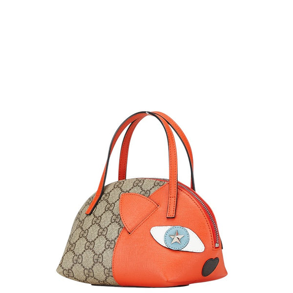 グッチ GGスプリーム チルドレン ハンドバッグ 410804 ベージュ オレンジ PVC レザー レディース GUCCI 【中古】
