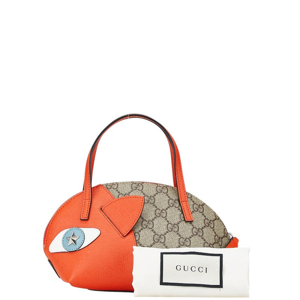 グッチ GGスプリーム チルドレン ハンドバッグ 410804 ベージュ オレンジ PVC レザー レディース GUCCI 【中古】