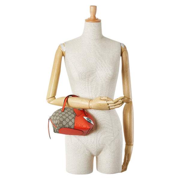 グッチ GGスプリーム チルドレン ハンドバッグ 410804 ベージュ オレンジ PVC レザー レディース GUCCI 【中古】