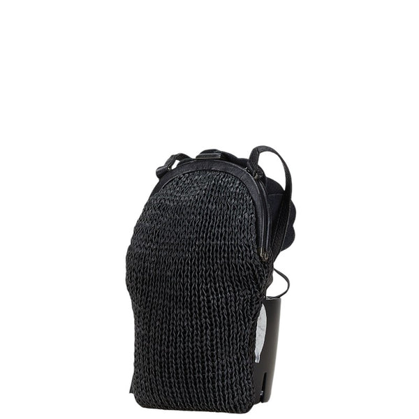 ボッテガヴェネタ 花 フラワー ショルダーバッグ ポシェット ブラック レザー レディース BOTTEGAVENETA 【中古】