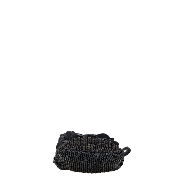 ボッテガヴェネタ 花 フラワー ショルダーバッグ ポシェット ブラック レザー レディース BOTTEGAVENETA 【中古】