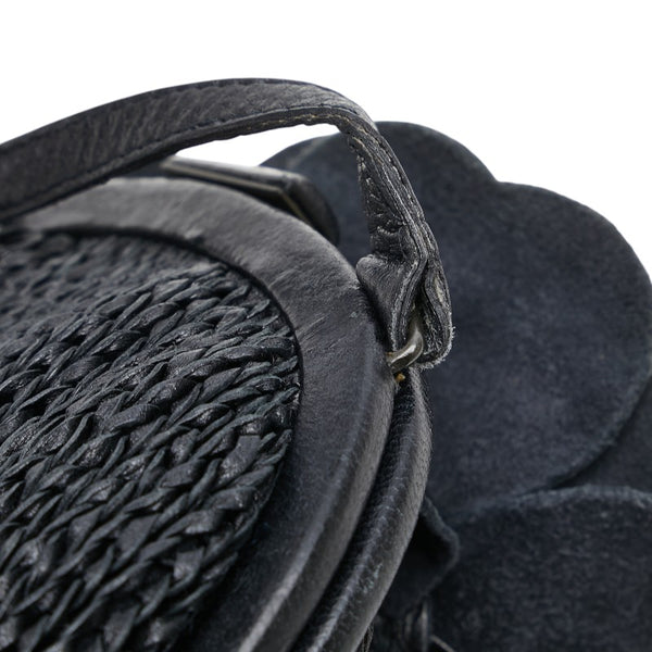 ボッテガヴェネタ 花 フラワー ショルダーバッグ ポシェット ブラック レザー レディース BOTTEGAVENETA 【中古】