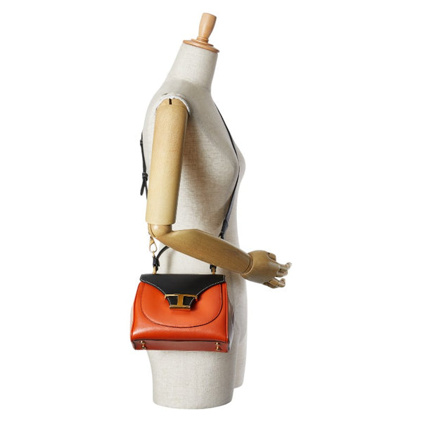 トッズ T タイムレス ハンドバッグ ショルダーバッグ 2WAY オレンジ ブラック ベージュ レザー レディース TOD’S 【中古】