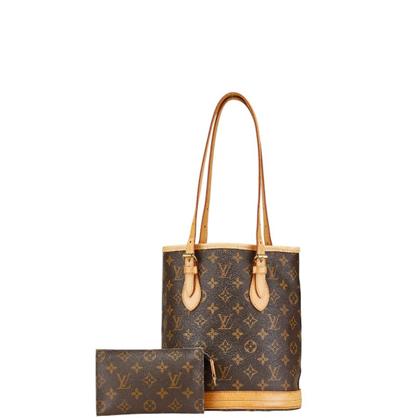 ルイ ヴィトン モノグラム プチ バケットPM トートバッグ ショルダーバッグ M42238 ブラウン PVC レザー レディース LOUIS VUITTON 【中古】