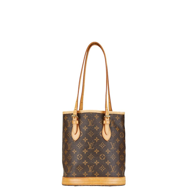 ルイ ヴィトン モノグラム プチ バケットPM トートバッグ ショルダーバッグ M42238 ブラウン PVC レザー レディース LOUIS VUITTON 【中古】