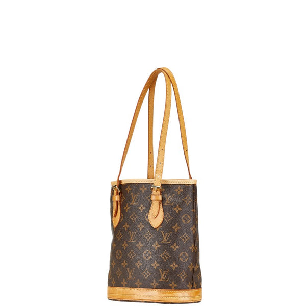 ルイ ヴィトン モノグラム プチ バケットPM トートバッグ ショルダーバッグ M42238 ブラウン PVC レザー レディース LOUIS VUITTON 【中古】