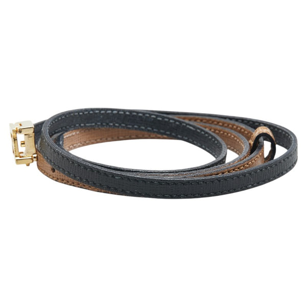 フェンディ FF金具 ブレスレット ブラウン ブラック レザー レディース FENDI 【中古】