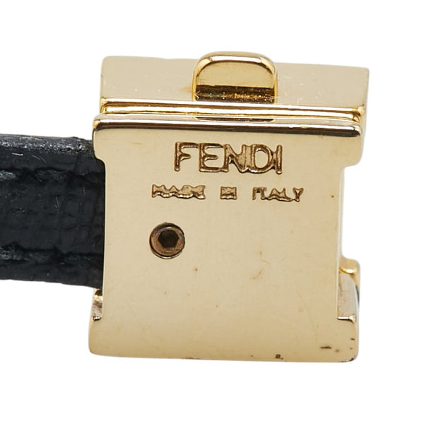 フェンディ FF金具 ブレスレット ブラウン ブラック レザー レディース FENDI 【中古】