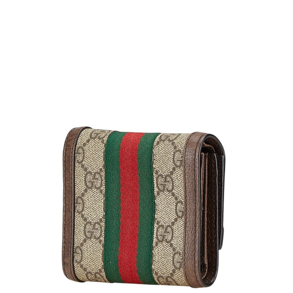 グッチ GGスプリーム オフィディア 三つ折り財布 523174 ブラウン PVC レザー レディース GUCCI 【中古】