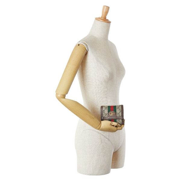 グッチ GGスプリーム オフィディア 三つ折り財布 523174 ブラウン PVC レザー レディース GUCCI 【中古】