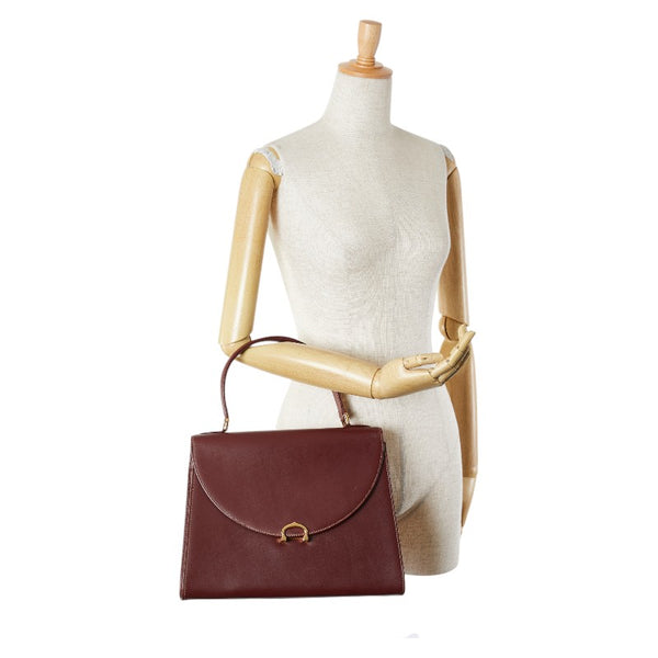 カルティエ マストライン ハンドバッグ ワインレッド レザー レディース CARTIER 【中古】