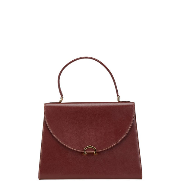 カルティエ マストライン ハンドバッグ ワインレッド レザー レディース CARTIER 【中古】