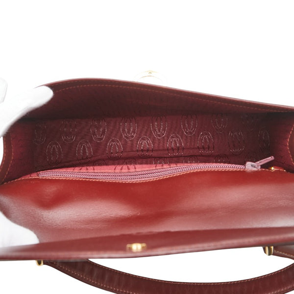 カルティエ マストライン ハンドバッグ ワインレッド レザー レディース CARTIER 【中古】