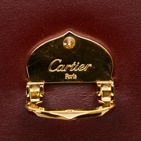 カルティエ マストライン ハンドバッグ ワインレッド レザー レディース CARTIER 【中古】
