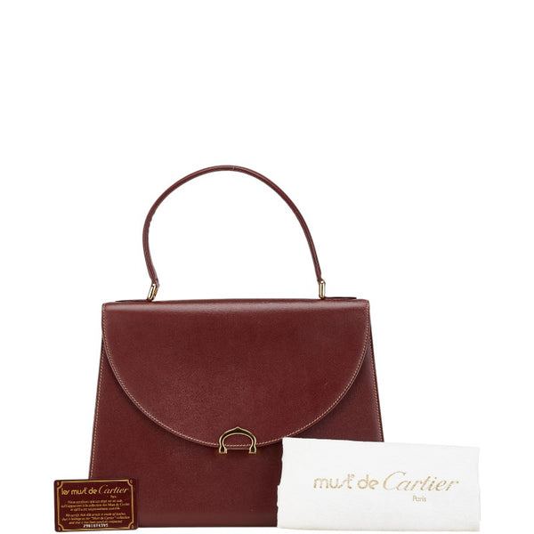 カルティエ マストライン ハンドバッグ ワインレッド レザー レディース CARTIER 【中古】