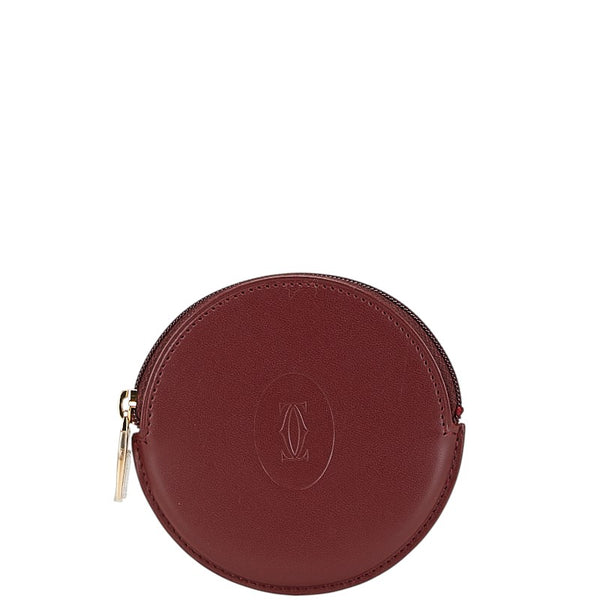 カルティエ マストライン コインケース 小銭入れ ワインレッド レザー レディース CARTIER 【中古】