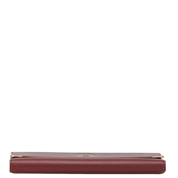 カルティエ マストライン がま口 長財布 ワインレッド レザー レディース CARTIER 【中古】