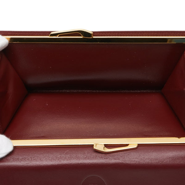 カルティエ マストライン がま口 長財布 ワインレッド レザー レディース CARTIER 【中古】