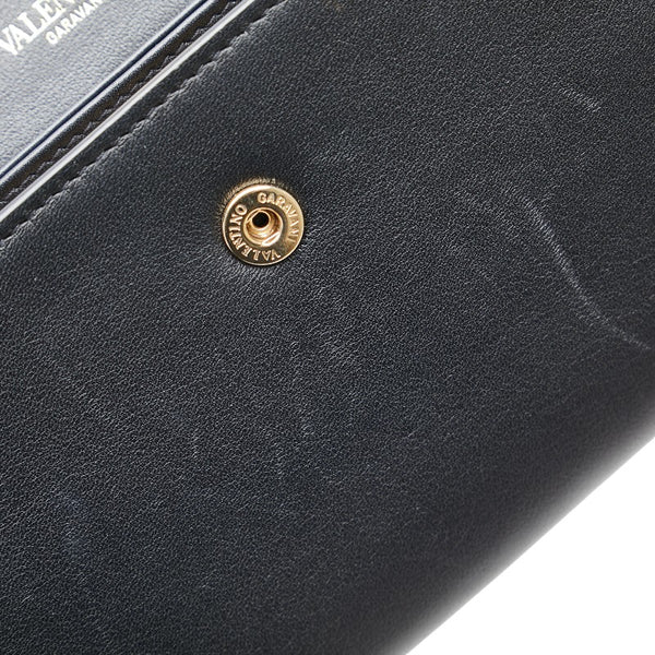 ヴァレンティノ ロックスタッズ 長財布 ブラック ゴールド レザー レディース VALENTINO 【中古】