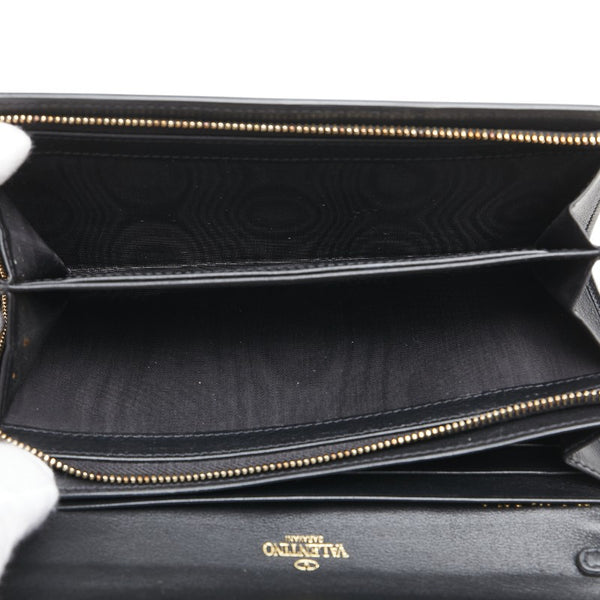 ヴァレンティノ ロックスタッズ 長財布 ブラック ゴールド レザー レディース VALENTINO 【中古】