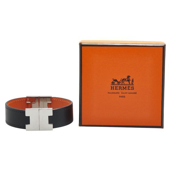 エルメス ルーリー リバーシブル ブレスレット ブラック ブラウン スイフト メタル レディース HERMES 【中古】