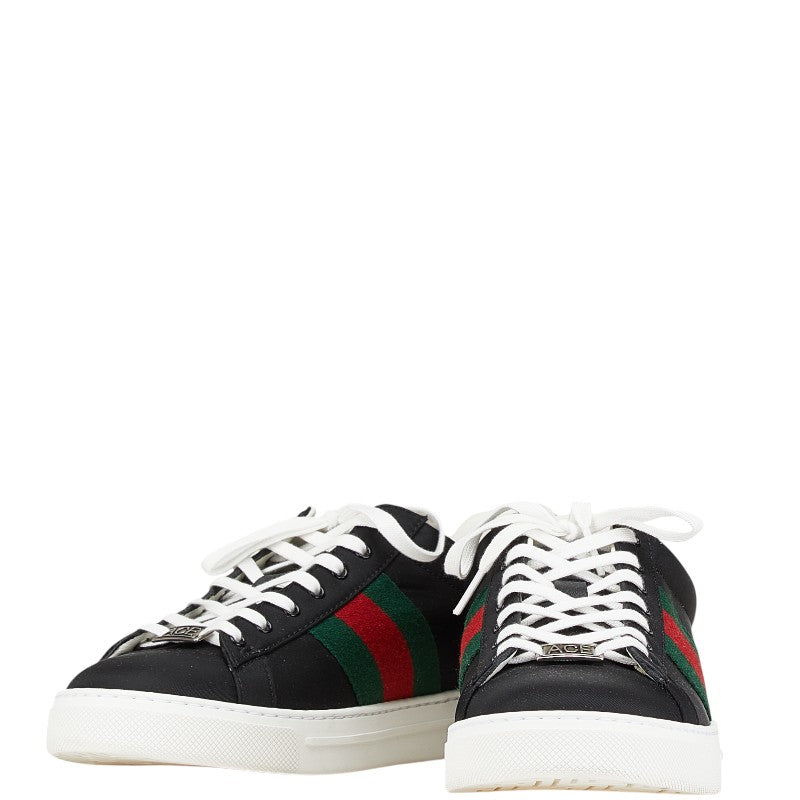 グッチ ACE エース シェル クロコ型押し スニーカー サイズ：8 800891 ブラック レッド ナイロン レザー メンズ GUCCI 【中古】