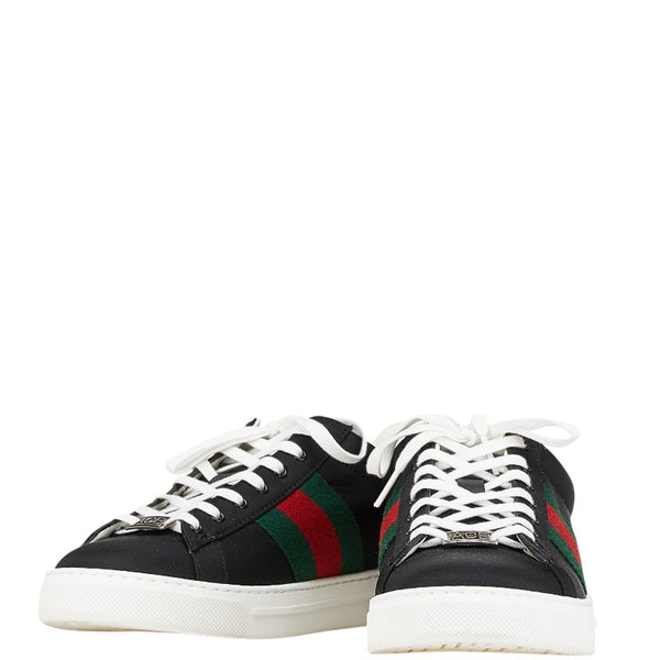 グッチ ACE エース シェル クロコ型押し スニーカー サイズ：8 800891 ブラック レッド ナイロン レザー メンズ GUCCI 【中古】