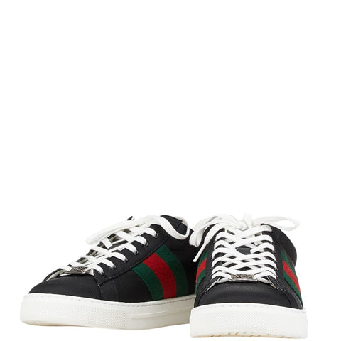 グッチ ACE エース シェル クロコ型押し スニーカー サイズ：8 800891 ブラック レッド ナイロン レザー メンズ GUCCI 【中古】