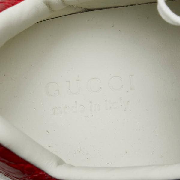グッチ ACE エース シェル クロコ型押し スニーカー サイズ：8 800891 ブラック レッド ナイロン レザー メンズ GUCCI 【中古】